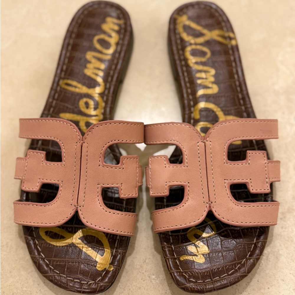 Sam Edelman Brown and Tan Slide Sandals